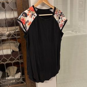 Black floral T-shirt